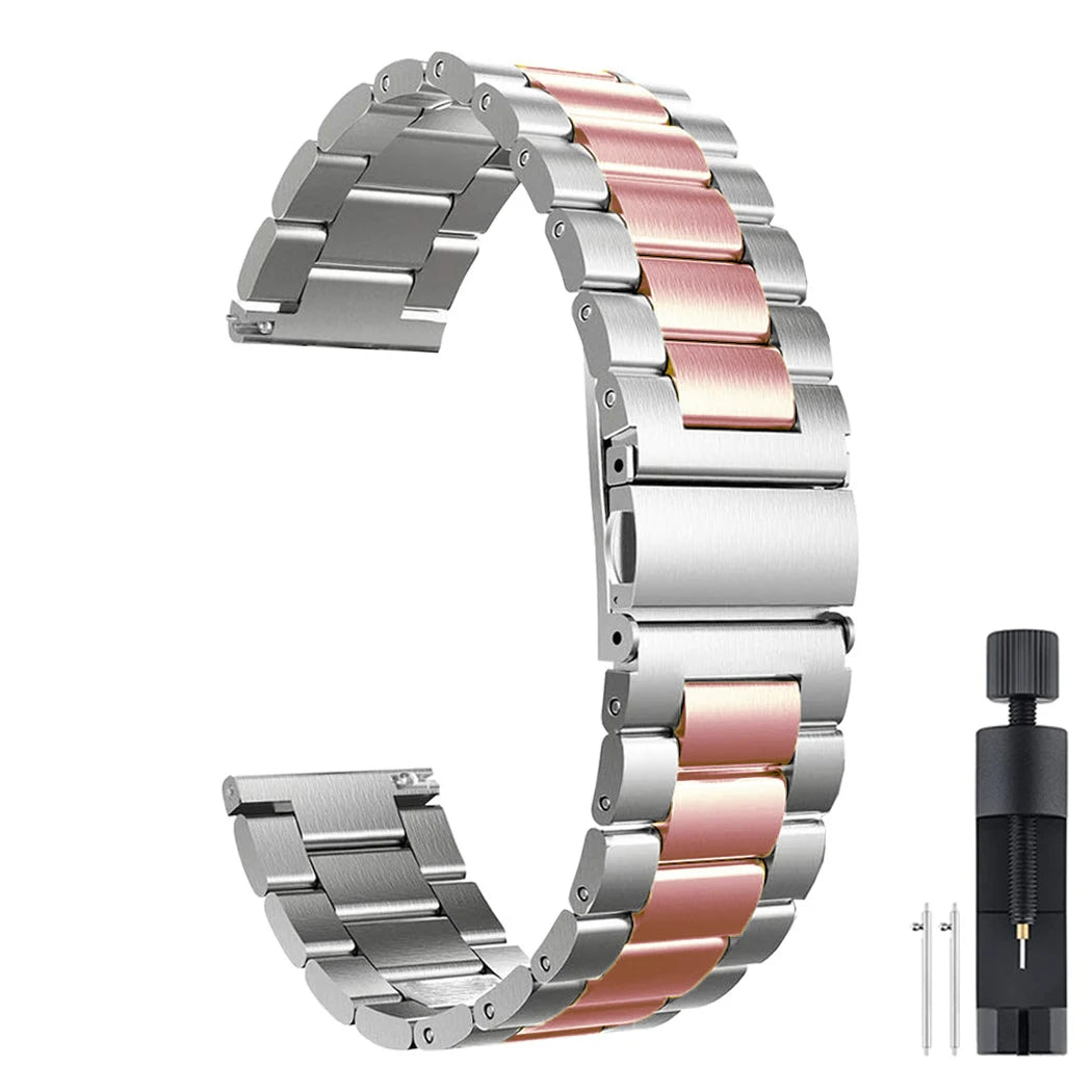 18mm 20mm 22mm Stainless Steel Strap For Garmin Venu 4 3 2 2S 3S/Forerunner 55 158 245 255 645 745 965 970/Vivoactive 4 5 6 Band