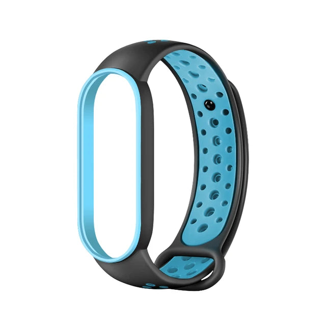 Breathable Silicone Strap for Xiaomi Mi Band 7 6 5 4 3 Two Color Wristband for Mi Band 3 4 Mi Band 5 6 7 Replacement Accessories