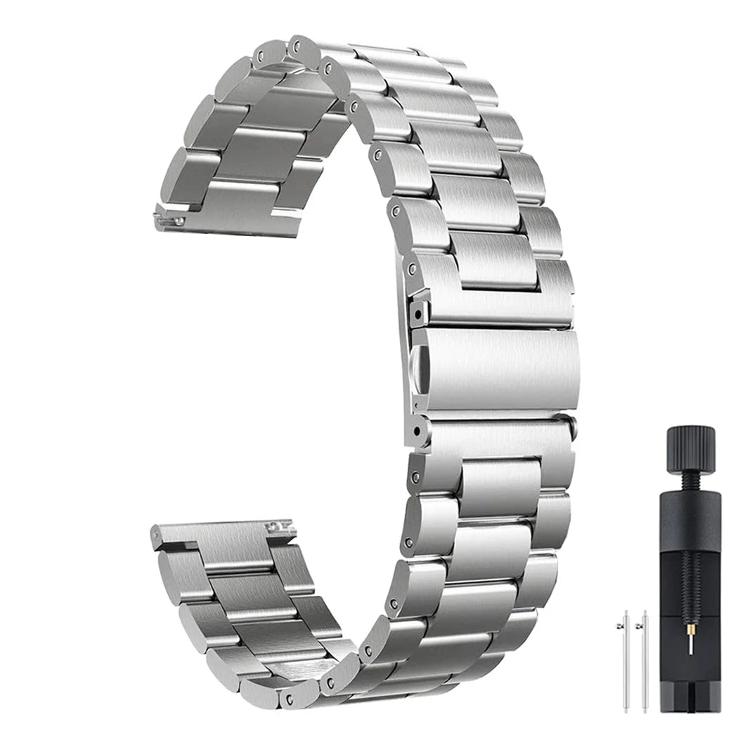 18mm 20mm 22mm Stainless Steel Strap For Garmin Venu 4 3 2 2S 3S/Forerunner 55 158 245 255 645 745 965 970/Vivoactive 4 5 6 Band