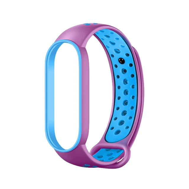 Breathable Silicone Strap for Xiaomi Mi Band 7 6 5 4 3 Two Color Wristband for Mi Band 3 4 Mi Band 5 6 7 Replacement Accessories