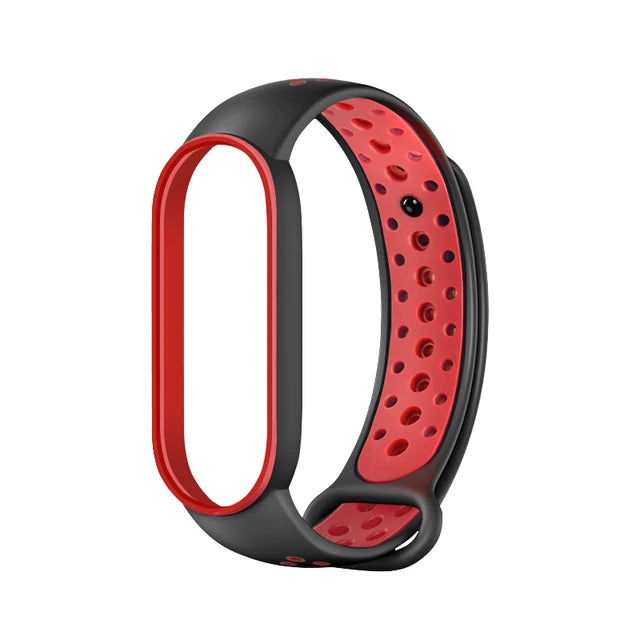 Breathable Silicone Strap for Xiaomi Mi Band 7 6 5 4 3 Two Color Wristband for Mi Band 3 4 Mi Band 5 6 7 Replacement Accessories