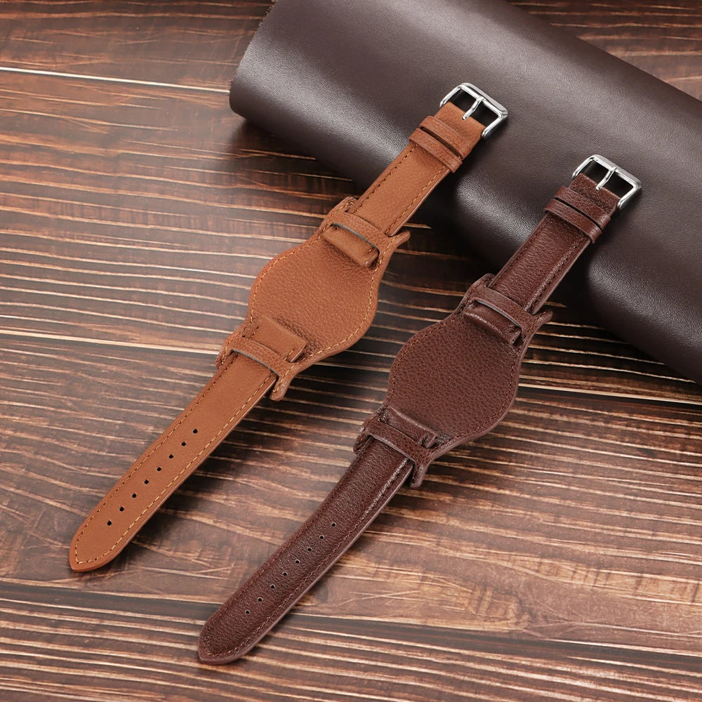Vintage Leather Watch Strap 18mm 20mm 22mm for Omega for Seiko Universal Bracelet Replacement for Women Men Band Accessories