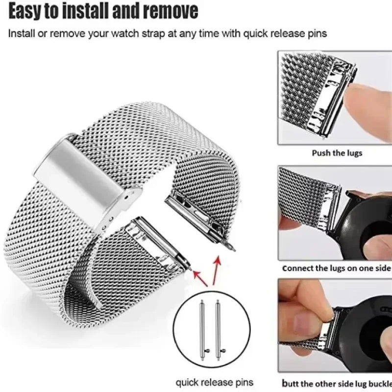 18mm 20mm 22mm Watchband For Garmin Venu 4 41mm 45mm/Venu 3 2 SQ Milanese Loop For Garmin Forerunner 55 158 245 265 645 970 570