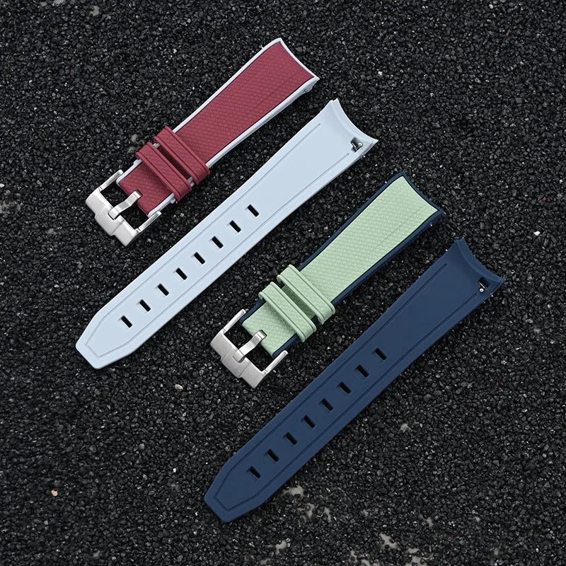 Curved End Strap for Omega X Swatch Joint MoonSwatch Planet 20mm Silicone Quick Release Watch Band Bracelet for Speedmaster