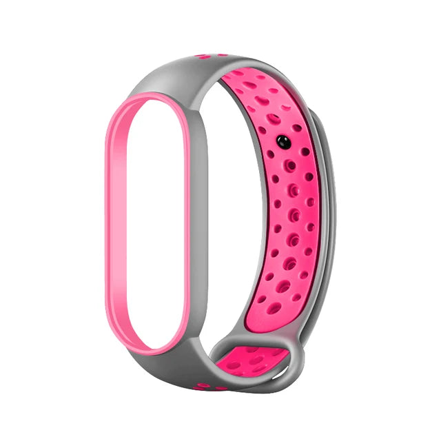 Breathable Silicone Strap for Xiaomi Mi Band 7 6 5 4 3 Two Color Wristband for Mi Band 3 4 Mi Band 5 6 7 Replacement Accessories