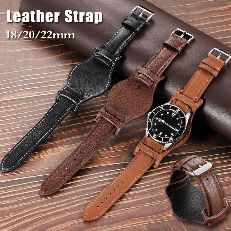 Vintage Leather Watch Strap 18mm 20mm 22mm for Omega for Seiko Universal Bracelet Replacement for Women Men Band Accessories
